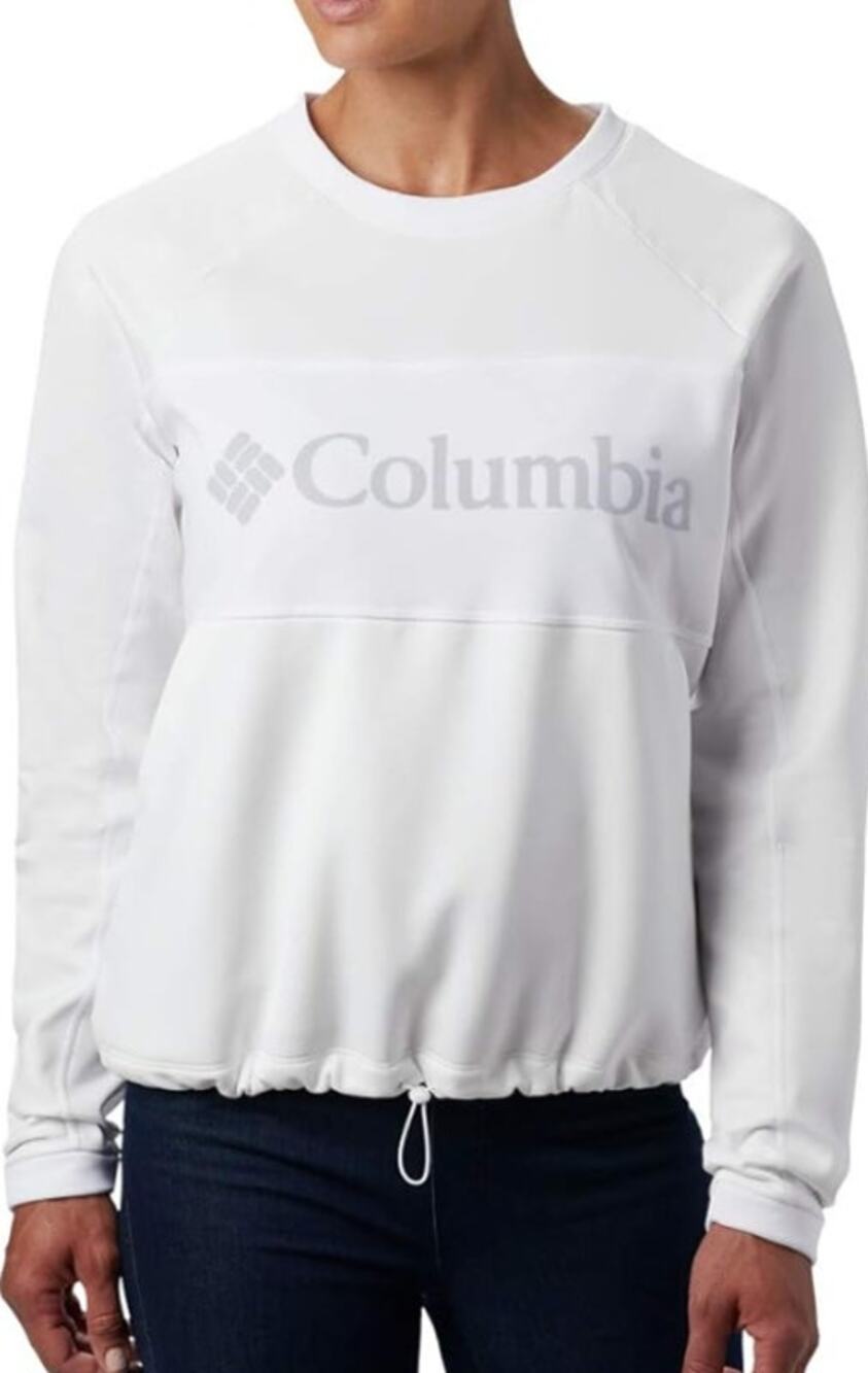 Columbia Windgates Crew Sweatshirt Women XL White Gray Omni-Wick Fleece NWT
